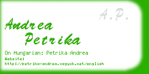 andrea petrika business card